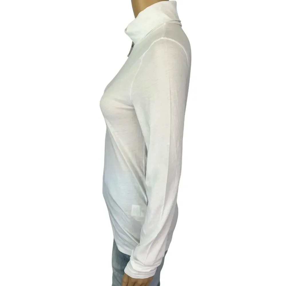 NWT J. Crew Tissue Turtleneck Top White Long Sleeve Lightweight Classic Size S - Picture 8 of 13